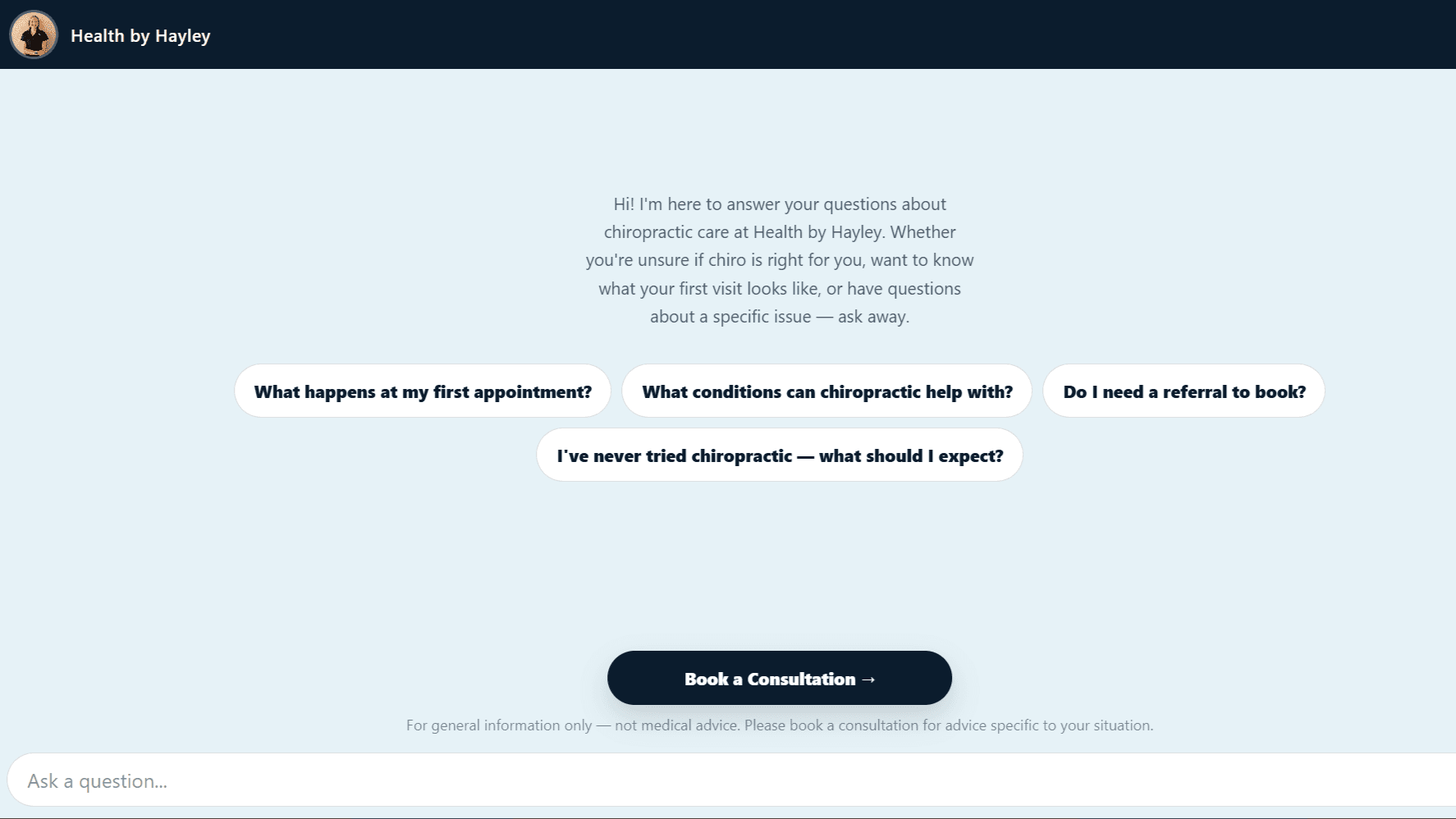 Health by Hayley — AI Chiropractic Assistant